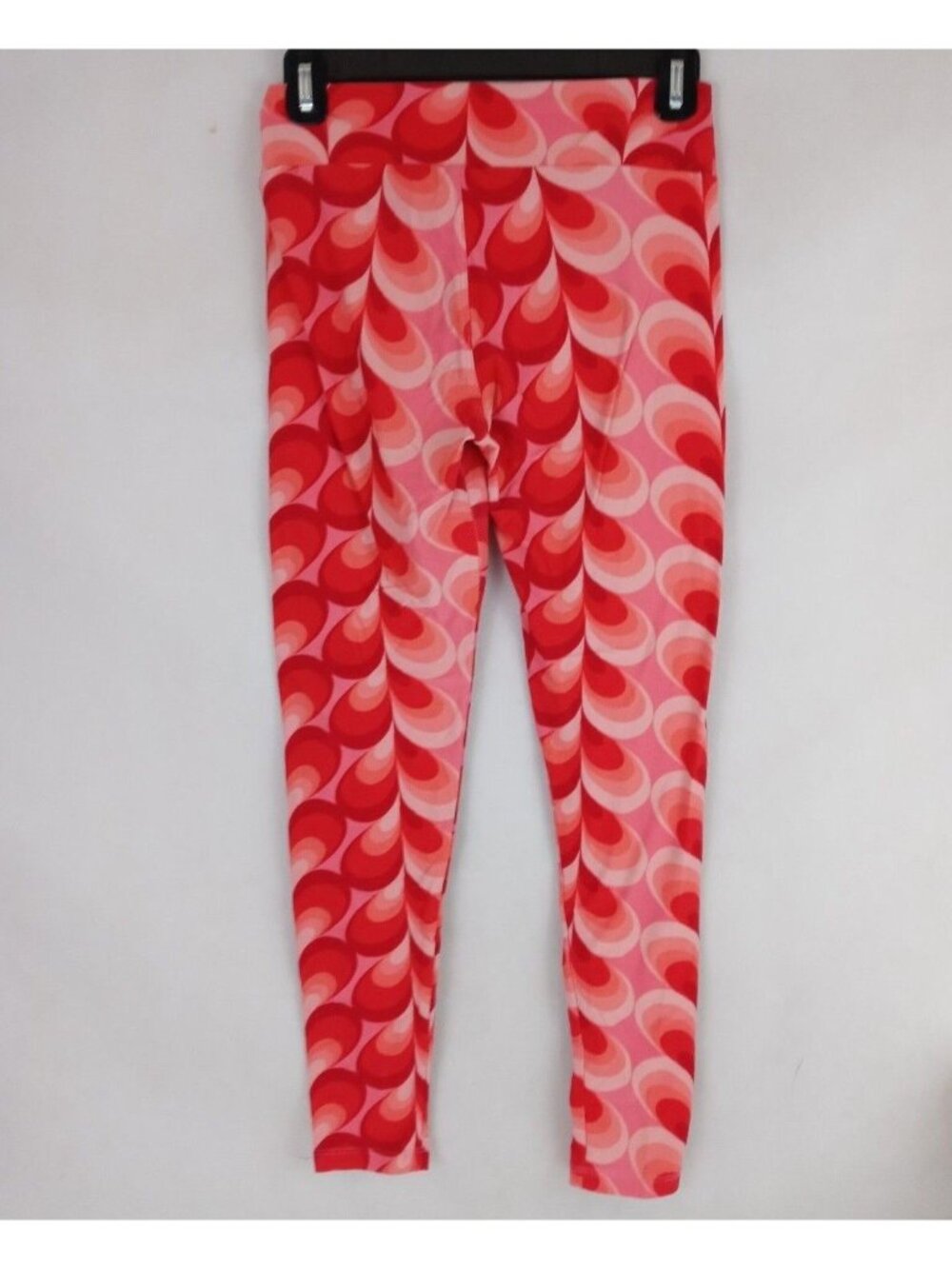LuLaRoe Leggings OS Red & Pink With Swirly Hearts Designs